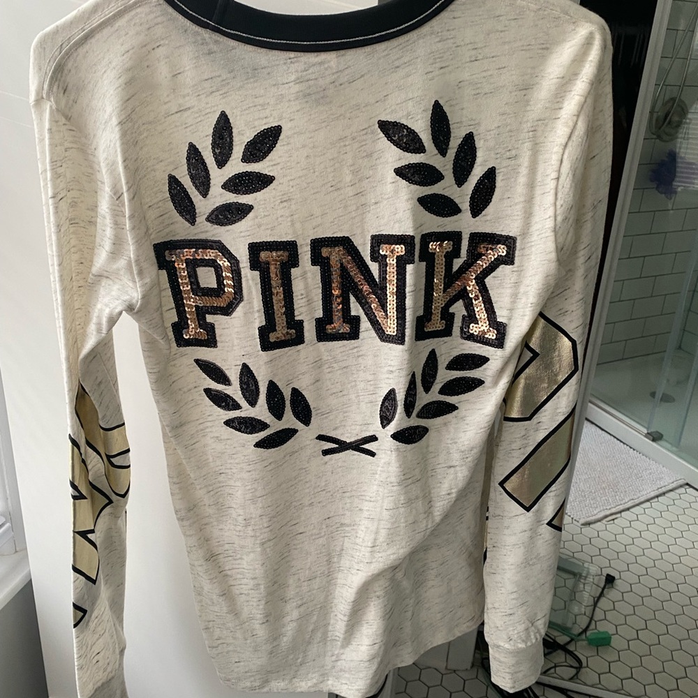 Pink sequin long sleeve shirt